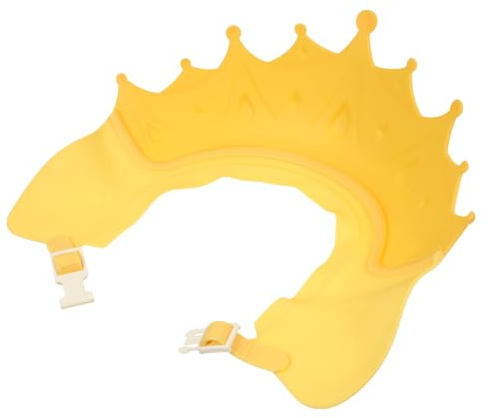 PLAFOPE Visière de pour bébé en matériau élastique jaune citron, protection oreilles et yeux, design adorable pour bain garçon et fille