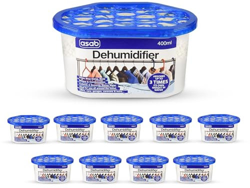 ASAB 400ml Dehumidifier Absorber for Home Moisture Control Condensation Remover with Dehumidifying Crystals Humidity Mould Moisture Catcher Ideal for Car Wardrobe Home Office and Kitchen (Pack of 10)