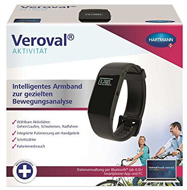 Hartmann Veroval, braccialetto per attività fisica e fitness, con adattatore USB e app