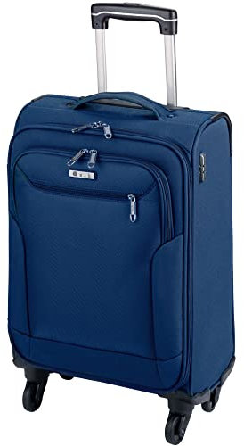 Bowatex Weicher Koffer 67 cm mittlerer 80 Liter Rollen Stoff Trolley Blau Uni
