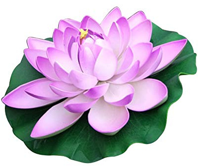 Flikool 28cm Fiore di Loto Artificiale con Foglia Falso Ninfea Galleggiante Eva Schiuma Giglio d'Acqua Piante Artificiali Decorazione per Giardino Laghetto Acquario Stagno 4pcs - Viola