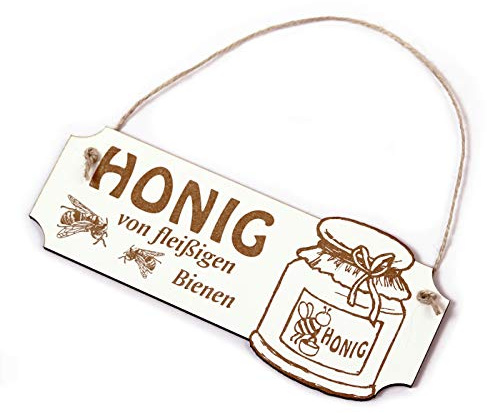 Schild Honig von fleißigen Bienen - Türschild Honigglas - ca. 19,5 x 6,5 cm