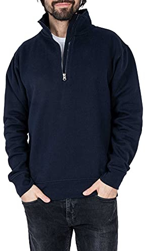 Mivaro Herren Troyer Pullover in Dunkelblau 1/4 Zip Sweatshirt Kragenpullover Baumwollmischung Regular Fit klassisch pflegeleicht Alltag Büro Arbeit Freizeit Übergröße große Größen S-5XL Größe 5XL