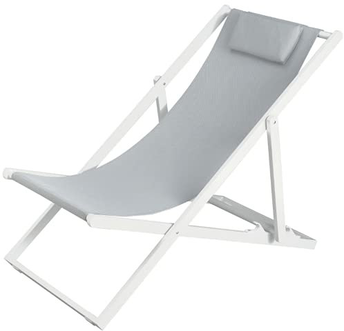Estosa- Gilda sdraio disponibile in diversi colori, struttura in alluminio e textilene, robusta, pratica ed elegante, adatta a giardini, piscine, terrazze, locali da bar ed altro (Bianco)