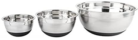 axentia Edelstahlschüssel Set, 3 - teilig/Rührschüssel Set/Silikonboden