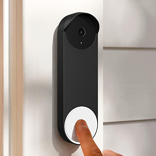 PUUUCI Silicone Case for Google Nest Hello Doorbell (Battery) 2021 Cover - Weatherproof Protective Nest Doorbell Silicone Skin Case (Black)