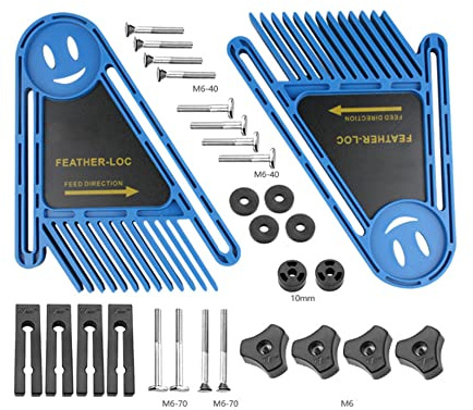 Featherboards Juego de tableros de plumas ajustables, herramientas multiuso, dispositivo de seguridad para trabajar la madera para sierras de mesa y mesas de enrutador, herramientas para cercas (azul)