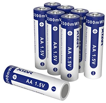 Batterie AA, XTAR 8 confezioni da 1,5 V AA al litio ricaricabile AA 3300 mWh, 8 pezzi (AA* 8 pezzi)
