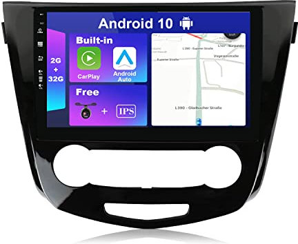 JOYX Android 10 bilradio passar Nissan Qashqai J11 X-Trail Rouge (2014–2018) – 2G + 32G – Inbyggd bilspel/Android bil – kamera GRATIS – 10,1 tum 2 DIN stöd SWC 4G WiFi DAB fast båt