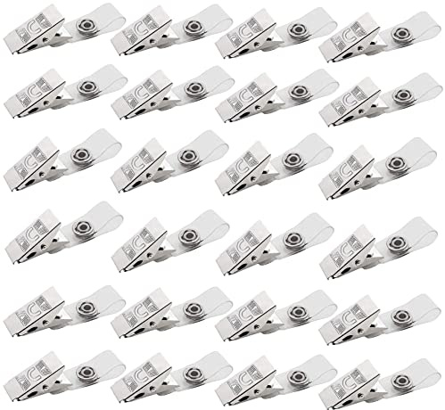 100 pezzi Clip per badge in metallo clip per badge in metallo con cinturini in PVC trasparente per carte d'identità e porta badge Targhette con nome, badge da lavoro