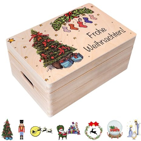 Creative Deco Weihnachtsgeschenke Personalisierte Holzkiste Wunschtext | Personalisiert Weihnachten Geschenke | Dein Eigener Wünsche Text Individuelle Geschenk | Weihnachtsdeko | Für Frauen, Männer