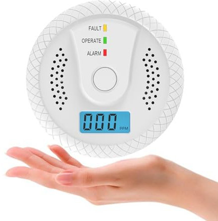 Carbon Monoxide Alarm, Detector With Digital Display And Audible 85DB Battery Powered, Suitable Camping, Home, School, Office in Accordance EN50291