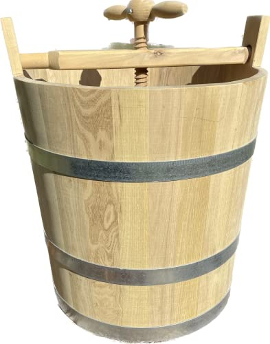 Fassl Baron Krautfass Holz Pökelfass Surfass 89 l Fleischfass Sauerkrautfass Farbe mit Spindel und zweitem Boden