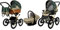 BabyLux Kinderwagen 3in1 mit Autositz für Kleinkinder – Kinderwagen für Neugeborene und Kleinkinder –– Baby Neugeborenen Kinderwagen – 59x105x125cm – Max 15kg – Fern Leaf Gold Frame