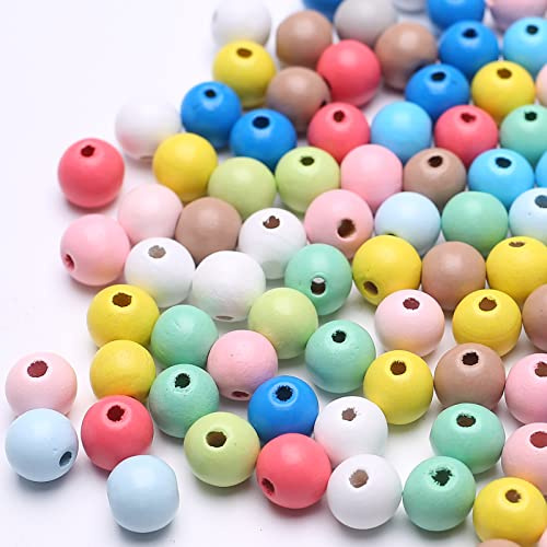 HERZWILD bunte holzperlen zum auffädeln 200stk holzperle farbig bastelnperlen f. DIY schmuck Herstellung (16mm)