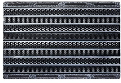 Rutschfeste Gummifußmatte innen & außen - Silber 45 x 75 cm (Rechteckig) | Langlebige Eingangsmatte Gummi Sauberlaufmatte strapazierfähig Türmatte für den Außenbereich pflegeleichte Schmutzfangmatte