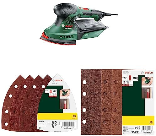 Bosch Home and Garden Multi-Sander PSM 200 AES & Bosch 25 pcs. Sanding Sheet Set & Bosch 2607019495, 25-Piece Sanding Sheet Set