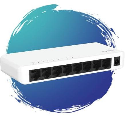 STRONG - Switch Ethernet SW8000P - 8 Ports Gigabit Ethernet : 10/100/1000 Mbps - Alimentation Externe - pour Extension de Réseau Bureau & Domicile - Facile à Installer - Boitier Métal Blanc