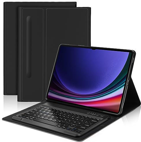 JADEMALL Bluetooth Tastatur Hülle für Samsung Galaxy Tab S10 Ultra & S9 Ultra 14,6 Zoll - Abnehmbare Tastatur, Kompatibel mit 2024/2023 Modellen (SM-X920/X926B/X910/X916B), Deutsches QWERTZ, Schwarz