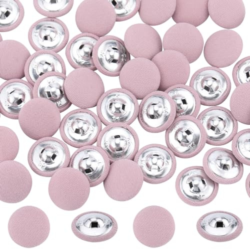 GORGECRAFT 50StkE Stoff Ösenknöpfe Runder Annähknopf Damen Anzug Wollmantel Knopf Herren Jacke Knopf Hemd Hose Knopf Stoff Stoff Bezogen Für Mantel Bekleidungszubehör Rosa
