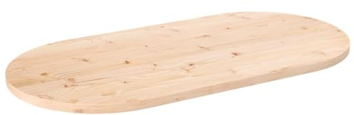 prissent Tischplatte 100x50x2,5 cm Massivholz Kiefer Oval Holztischplatte Ersatztischplatte Vielseitige Tischplatte für Couchtische Beistelltische Bartische Telefontische Konsolentische