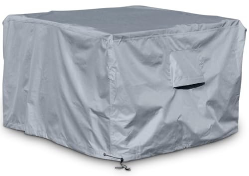 Kingsbridge Cube Garden Furniture Cover, 110cm, 600D Heavy Duty Fabric, Double Stitching, Waterproof, Anti UV, Breathable, Rip Proof, Grey Outdoor Rattan Square Patio Table Protector 110 x 110 x 74cm