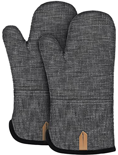 BONTHEE Guanti da forno, resistenti al calore, extra lunghi, per cucinare e grigliare, set da 2 pezzi, grigio