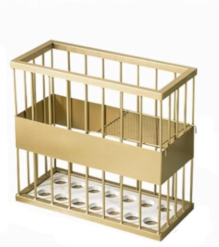 Schirmständer Metall-Schirmständer, Für Mall Apartment Hall, Regenschirme, Spazierstöcke, Rechteckiges Aufbewahrungsregal Regenschirmständer Modern (Color : Gold, Size : 48x21x44cm)