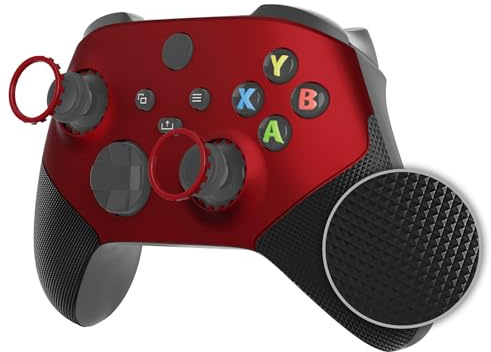 eXtremeRate ASR Verción Carcasa de Goma para Xbox Series X/S Control Placa Frontal Funda Delantera Shell Cubierta con Anillos de Acento para Xbox Series S X Mando-No Incluye Mando(Rojo Escarlata)