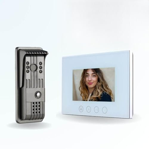 BT Security Portier interphone vidéo PILI 4 Fils - 1 écran Blanc 7 - avec mémoire Photos