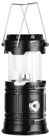 Solar Camping Lantern for Power Outages - USB Rechargeable Lamp Camping Essentials，Collapsible Portable Waterproof Solar Lights for Indoor Outdoor Emergency Light