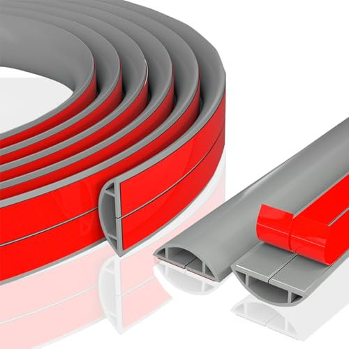 3 * 300 cm Kabelkanal Selbstklebend, PVC Flexibler Kabelschacht, Grau Kabelkanal Ecke, Kabelabdeckung, Kabelkanal Flach Für Alle Netzkabel Haus, Büro, Schule, Lager