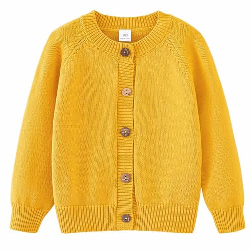 Kids Girls Hoodies Toddler Boys Girls Cardigan Sweater Autumn/Winter Solid Color Knitted Jacket Birthday School Baby Winter Bodysuit Girl (Yellow, 3-4 Years)
