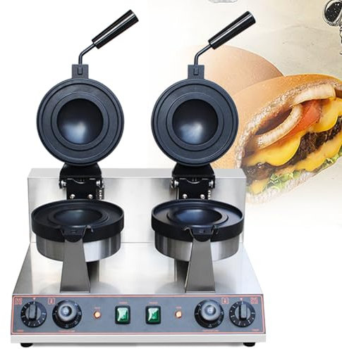 QXIWAOE Gaufrier Commercial, gaufrier électrique pour Hamburgers, gaufrier à Glace en Acier Inoxydable, Grille-Pain à température contrôlée, 110 V