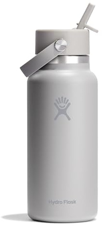 Hydro Flask – Wide Flex Straw Cap 946 ml (32 oz) Bottle, Birch | Edelstahl, auslaufsicherer Strohhalm, spülmaschinenfest – Kalt 24 Std. – Wide Mouth – Birch