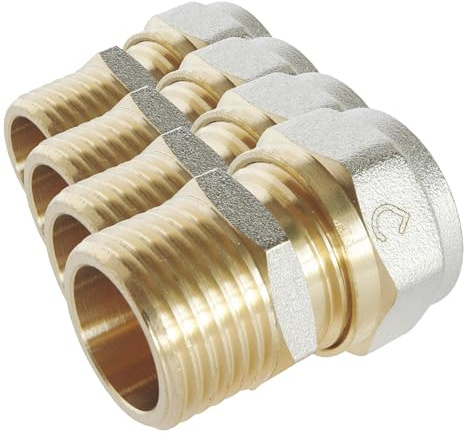 SOMATHERM FOR YOU, Raccord droit à visser pour tube multicouche Ø16 Mâle 15/21 - Installation facile sans outil spécifique, étanchéité optimale, démontable, pression max 10 bars (Lot de 4)