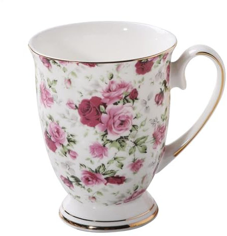 YNPQTDS Tasses en porcelaine anglaise de 300 ml, motif floral, tasses en porcelaine fine, tasse à petit déjeuner classique, tasse à thé artistique de style européen, tasse à en porcelaine