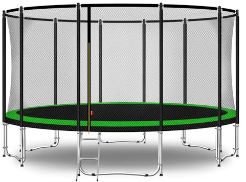 Baunsal® Trampolin Outdoor Ø 427 cm (FGOS) hellgrün-schwarz als Komplettset Gartenspielzeug Kindertrampolin Gartentrampolin rund Garten Spielzeug für Kinder