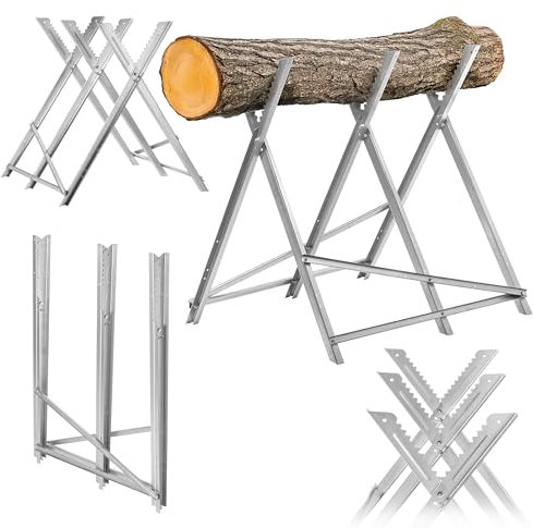 KADAX Cavalletto pieghevole per motosega, cavalletto pieghevole in acciaio, supporto in legno pieghevole, portata fino a 150 kg, telaio per segare legna da ardere, cavalletto pieghevole