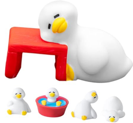 Happyyami 5pezzi Statua Anatra in Miniatura Decorazione Da in Scultura Da Forma Anatra Animale Cartoon Per Cortili e