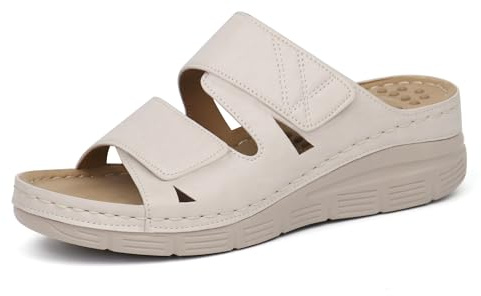 Ortho+rest Women Arch Support Slides Orthotic Walking Sandals Orthopedic Sandals (6 UK,Beige)