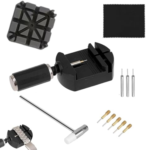 HBYMYDA Pack of 13 Uhrenarmband Reparatur Werkzeug Set Schwarz Uhrenwerkzeug Stiftausdrücker Uhrmacherwerkzeug für Uhrenarmbänder Kürzen