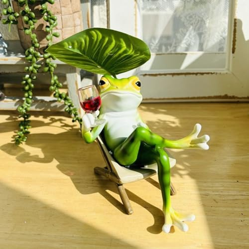Vartegas Garten Deko Draußen Figuren Frosch Dekofiguren Harz Gartendeko Wetterfest Ideal Miniteich Deko Balkon Garten Zimmer Dekoration C