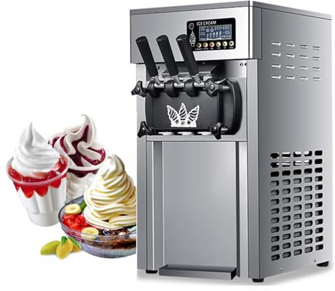Commercial Ice Cream Maker with LED Display, Automatic Cleaning, Dual Tanks for Restaurants, Cafes, Dessert Shops