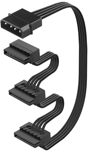 ELFJMZP Molex - Cable adaptador SATA triple de 42 cm, cobre sin oxígeno de 18 AWG, soporta 3 HDD/SSD simultáneamente