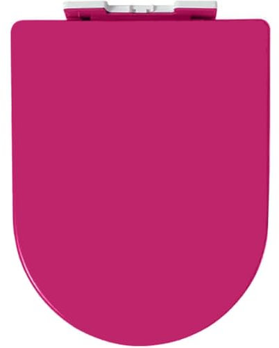 Dazzluxe Bunter Toilettensitz in D-Form, Toilettensitze Mit Absenkautomatik Und Verstellbaren Scharnieren Zur Befestigung Oben, Toilettendeckel Aus PP-Material Mit Schnellverschluss,Rose