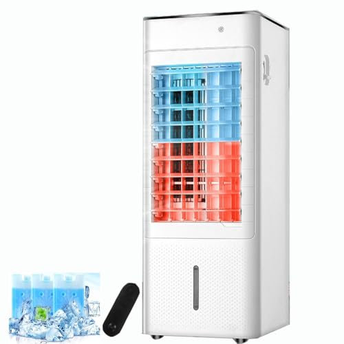 GWFBLID Aire Acondicionado Portatil Frío y Calor 4 en 1Ventilador de Enfriamiento Enfriador de Aire Portátil con Táctil/Mando a Distancia Temporizador 12h Ruedas 360°Humidificador para Hogar Oficina