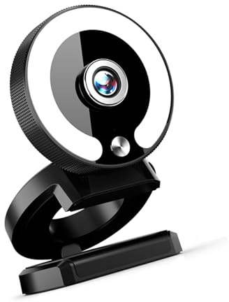 Professionale 4K Webcam Auto Messa a Fuoco Della Macchina Fotografica 3Level Dimmerabile Anelli Riduzioni di Rumore Luce Microfoni Supporto Flessibile Per Streaming Conferenza Computer Camera Con