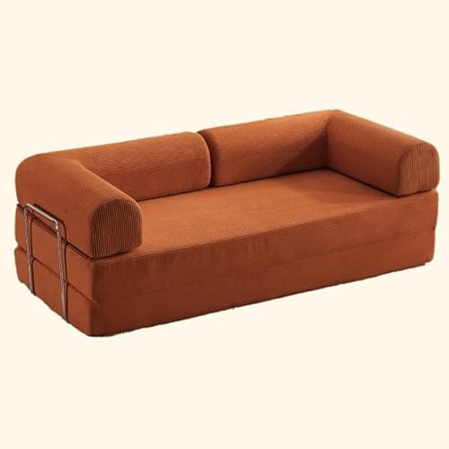Kompressionssofa umwandelbares Bodenbett Schlafsofa Zweisitzer Cordmatratze ausklappbar bequeme Lounge für das Wohnzimmer multifunktionaler Memory-Schaum mit Armlehne tragbare Couch kleine Räume (150c