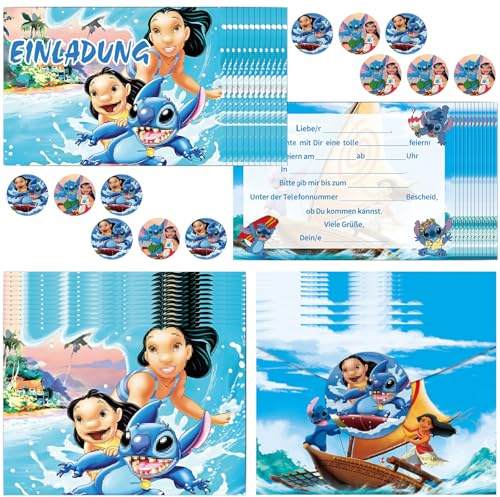 COQOYO Biglietti di invito per compleanno dei bambini, 12 pezzi, inviti di compleanno in tedesco, set di invito per feste, con motivo anime, buste colorate e adesivi rotondi per ragazzi e ragazze
